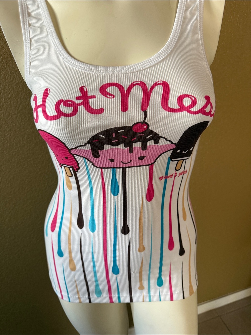 White 'Hot Mess' Graphic Rib Tank Top - Women's